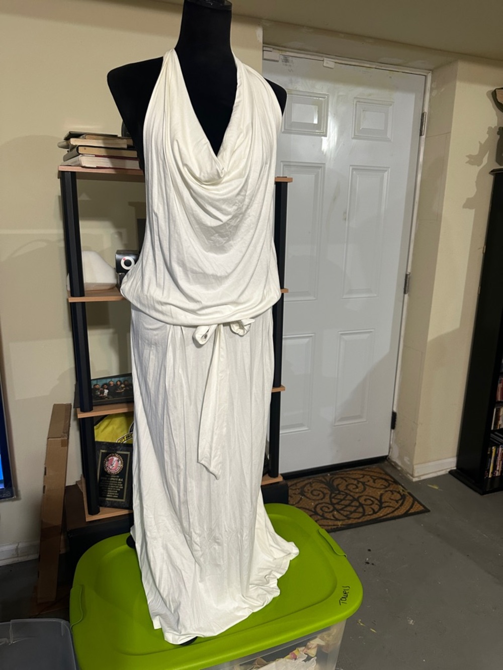 United Colors Of Benetton White Halter Cowl Maxi Dress